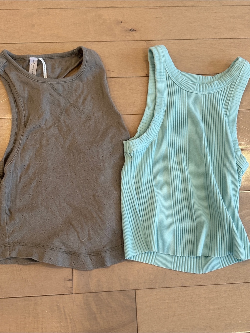 Out From Under Racer Back Patterned Tank With Aerie Vertical Line Textured Tank